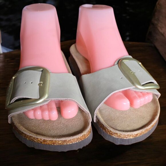 NWOT PROJECT CLOUD ( 8 ) Tan Leather Upper Suede Insole Cork Footbed Sandal - Picture 4 of 12